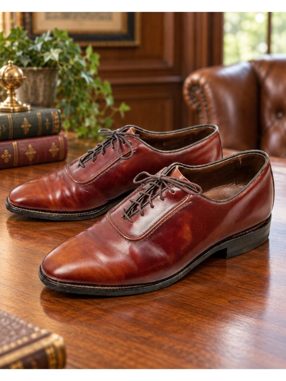 Allen Edmonds Belgium Plain Toe Oxford Leather Dress Shoes Mens 9D Made In USA